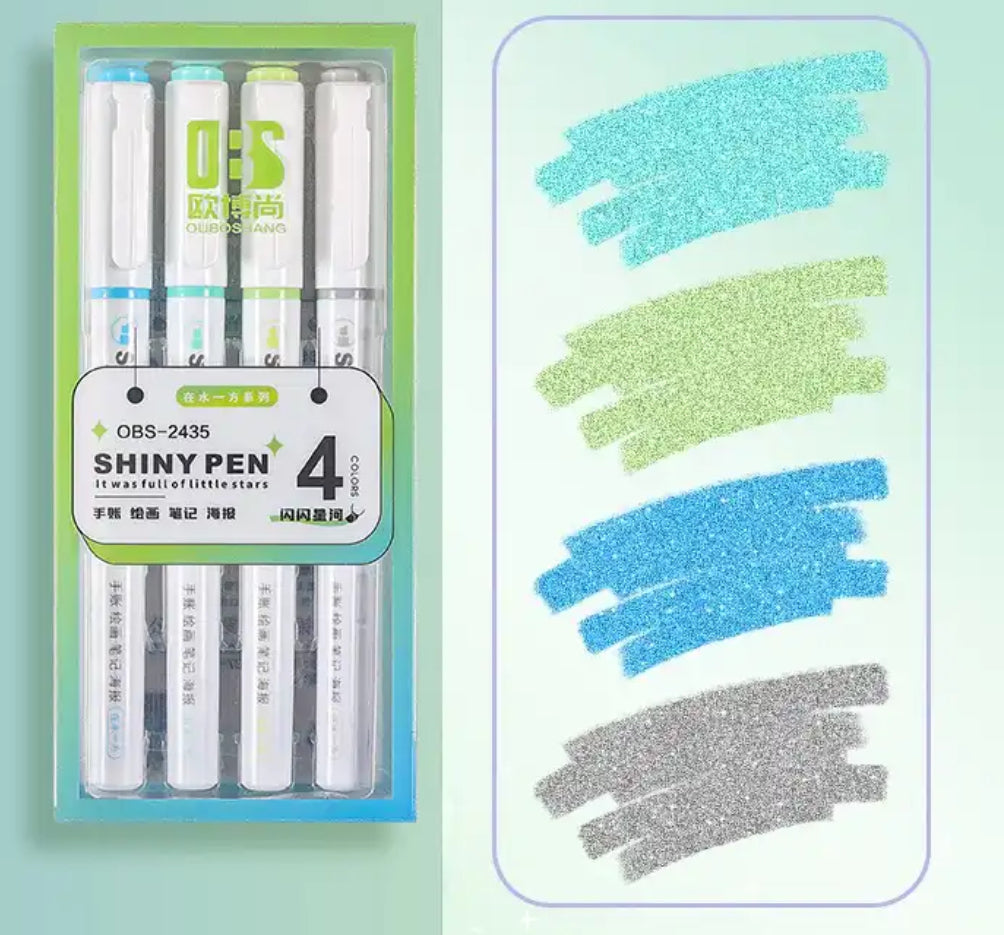 Glitz 4 Colors Glitter Highlighter Pens