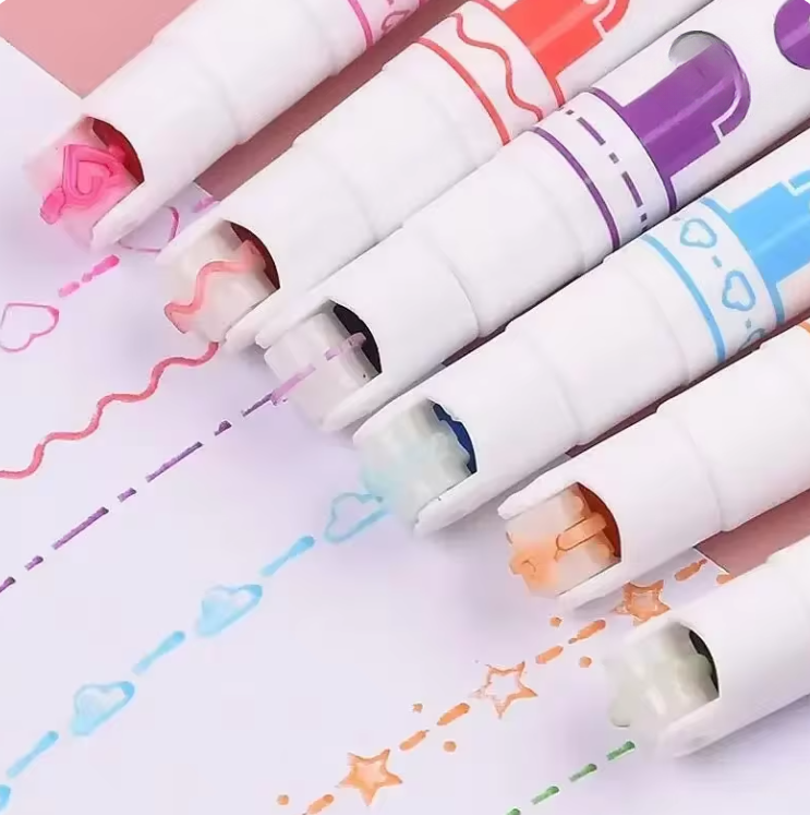 Glitz 6 Colors and Shapes Stamp Roller Pen Set