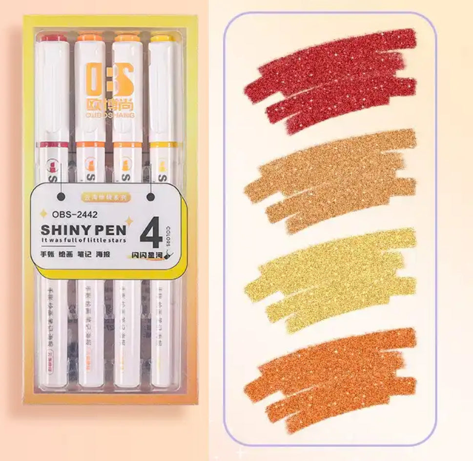 Glitz 4 Colors Glitter Highlighter Pens