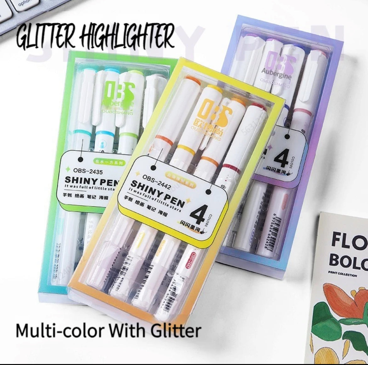 Glitz 4 Colors Glitter Highlighter Pens