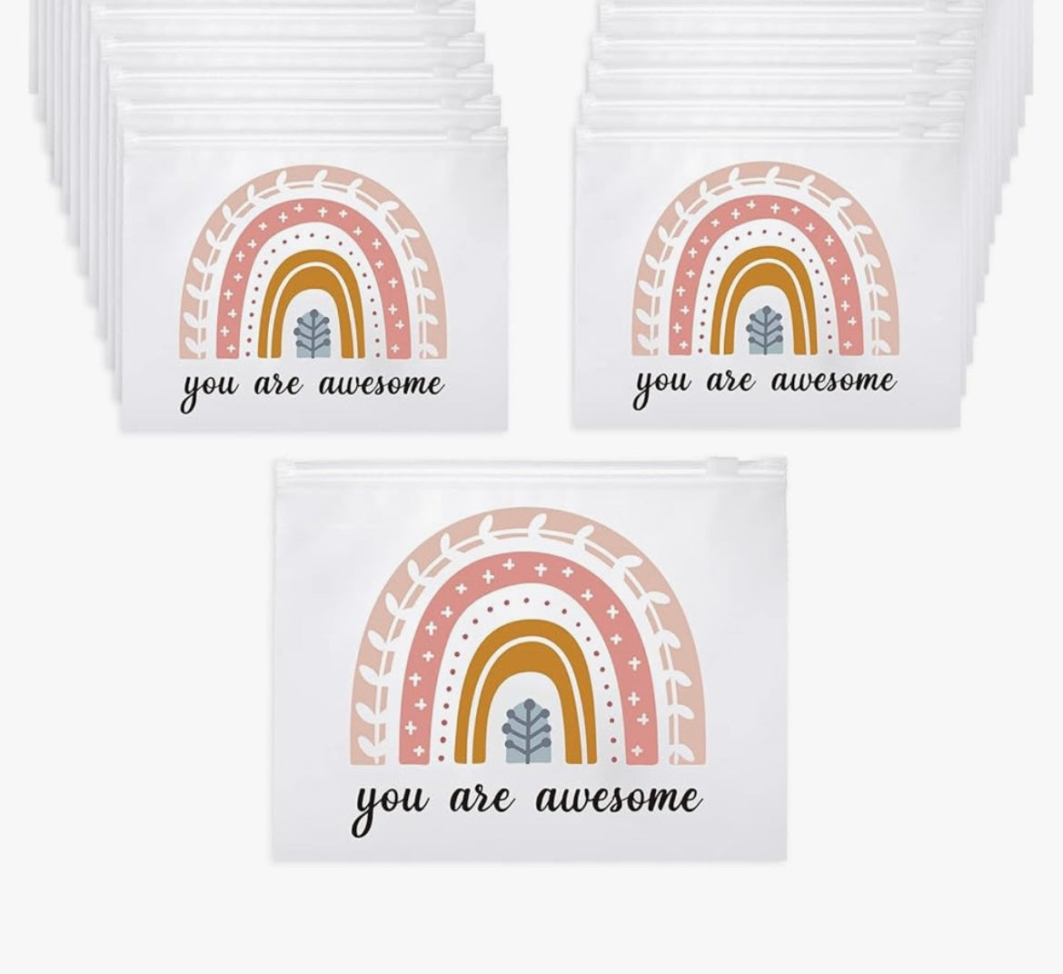Glitz 5 pack Rainbow Water Resistant Zip Bag